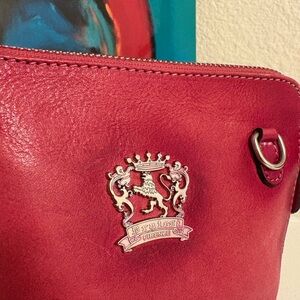 Dark Pink Italian Leather Crossbody Bag